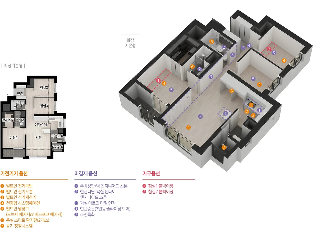 엄궁역 트라비스 하늘채 59B 평면 상세 및 키맵