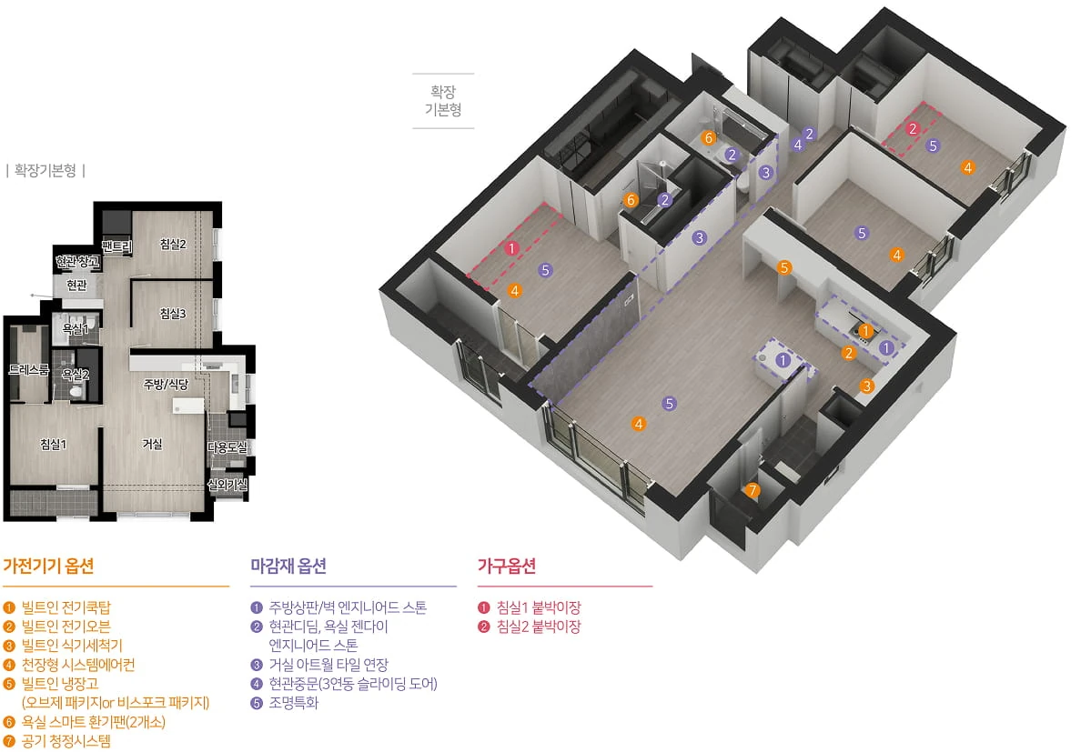 엄궁역 트라비스 하늘채 84B 평면 상세 및 키맵