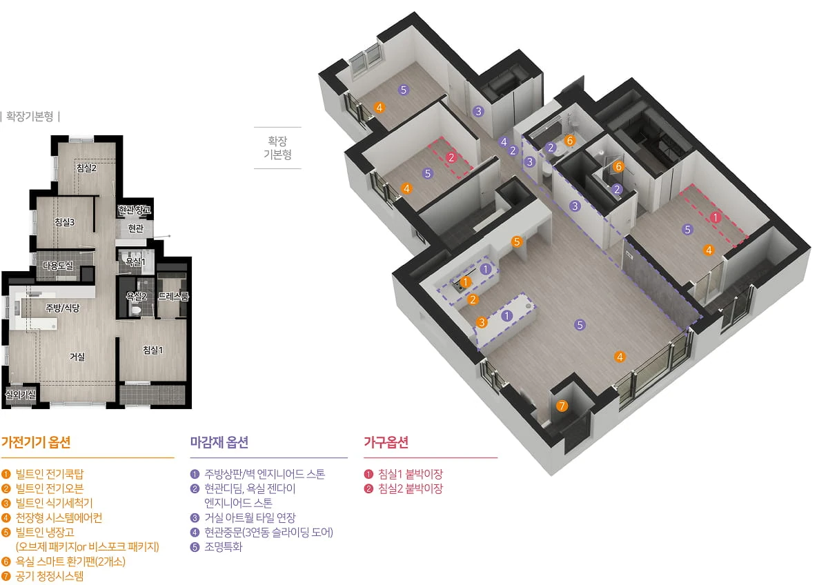 엄궁역 트라비스 하늘채 84C 평면 상세 및 키맵